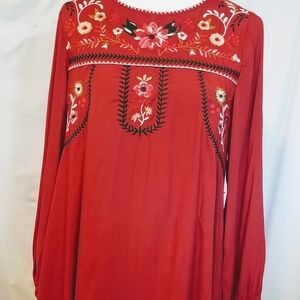 Red Embroidered Dress Knee Length BN without tags